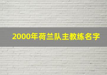 2000年荷兰队主教练名字