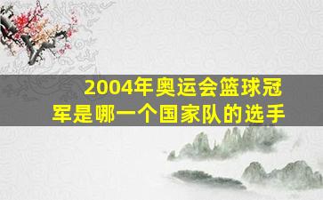 2004年奥运会篮球冠军是哪一个国家队的选手