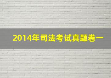 2014年司法考试真题卷一