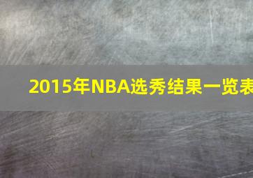 2015年NBA选秀结果一览表