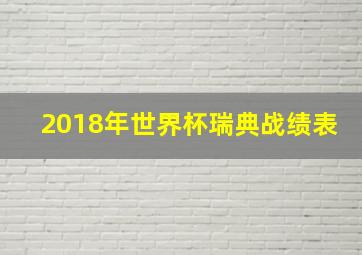 2018年世界杯瑞典战绩表