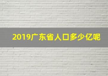 2019广东省人口多少亿呢