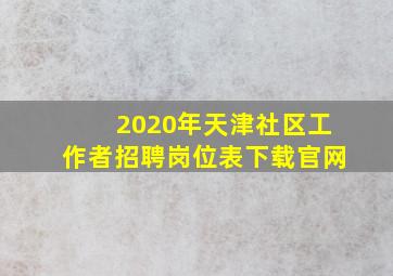 2020年天津社区工作者招聘岗位表下载官网