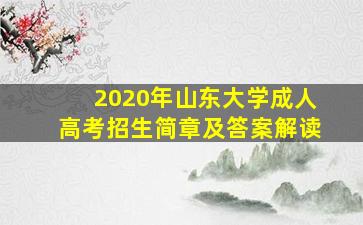 2020年山东大学成人高考招生简章及答案解读