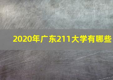 2020年广东211大学有哪些