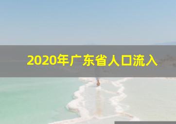 2020年广东省人口流入