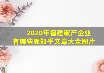 2020年福建破产企业有哪些呢知乎文章大全图片