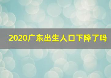 2020广东出生人口下降了吗