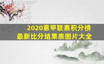 2020意甲联赛积分榜最新比分结果表图片大全