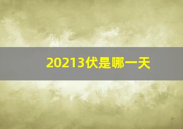 20213伏是哪一天