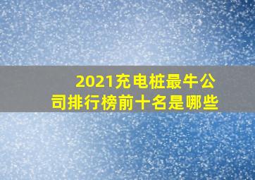 2021充电桩最牛公司排行榜前十名是哪些