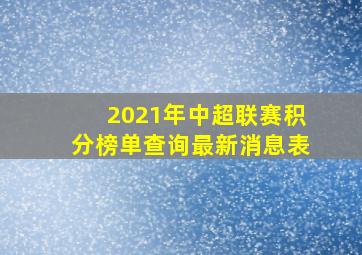 2021年中超联赛积分榜单查询最新消息表