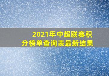 2021年中超联赛积分榜单查询表最新结果