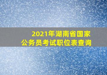 2021年湖南省国家公务员考试职位表查询