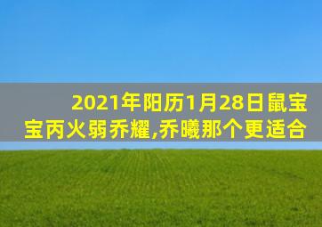 2021年阳历1月28日鼠宝宝丙火弱乔耀,乔曦那个更适合