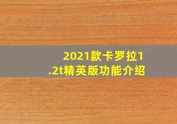 2021款卡罗拉1.2t精英版功能介绍