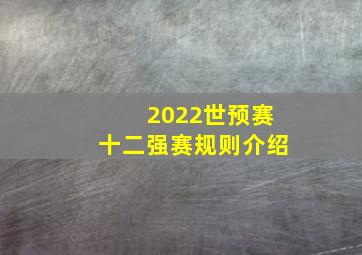 2022世预赛十二强赛规则介绍