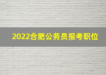 2022合肥公务员报考职位