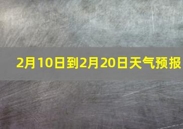 2月10日到2月20日天气预报