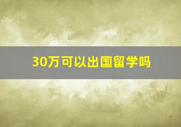 30万可以出国留学吗