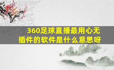 360足球直播最用心无插件的软件是什么意思呀