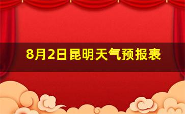 8月2日昆明天气预报表