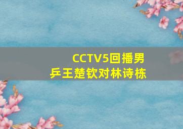 CCTV5回播男乒王楚钦对林诗栋