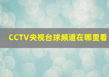 CCTV央视台球频道在哪里看