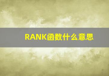 RANK函数什么意思