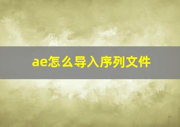 ae怎么导入序列文件