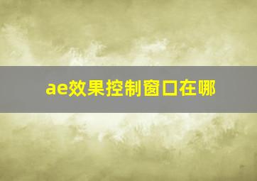 ae效果控制窗口在哪