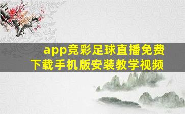 app竞彩足球直播免费下载手机版安装教学视频