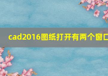 cad2016图纸打开有两个窗口