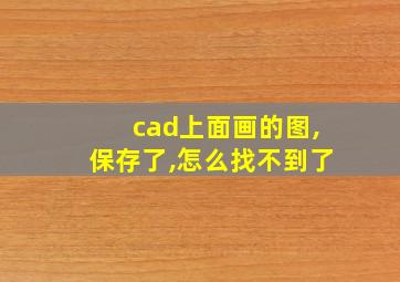 cad上面画的图,保存了,怎么找不到了