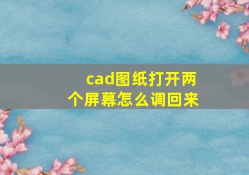 cad图纸打开两个屏幕怎么调回来