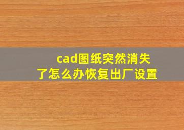 cad图纸突然消失了怎么办恢复出厂设置