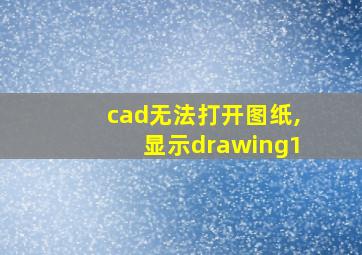 cad无法打开图纸,显示drawing1