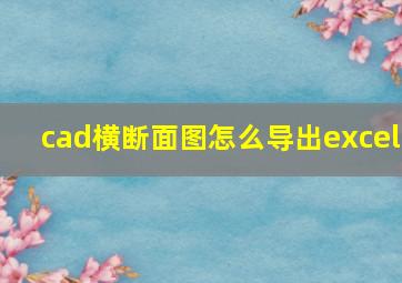 cad横断面图怎么导出excel