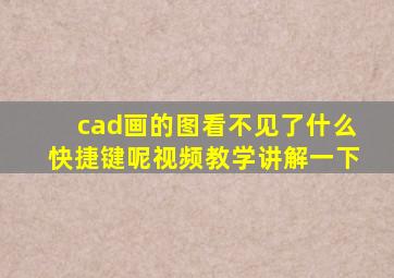 cad画的图看不见了什么快捷键呢视频教学讲解一下