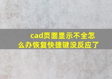 cad页面显示不全怎么办恢复快捷键没反应了