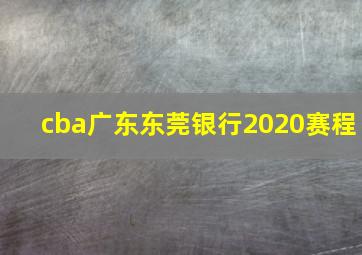 cba广东东莞银行2020赛程