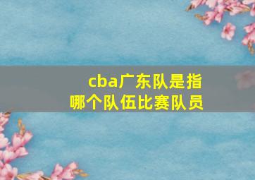 cba广东队是指哪个队伍比赛队员