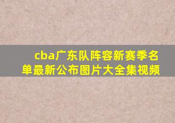 cba广东队阵容新赛季名单最新公布图片大全集视频