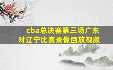 cba总决赛第三场广东对辽宁比赛录像回放视频