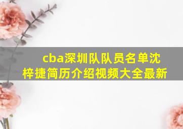 cba深圳队队员名单沈梓捷简历介绍视频大全最新