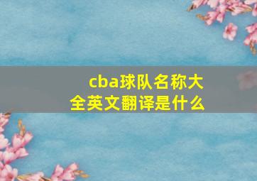 cba球队名称大全英文翻译是什么