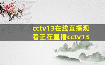 cctv13在线直播观看正在直播cctv13