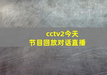 cctv2今天节目回放对话直播