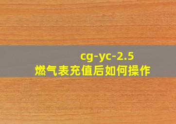 cg-yc-2.5燃气表充值后如何操作