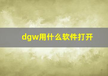 dgw用什么软件打开